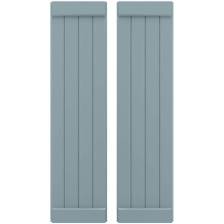 Americraft 4-Board Exterior Wood Joined Board-n-Batten Shutters W/ End Batten, ARW103BB414X33SBH